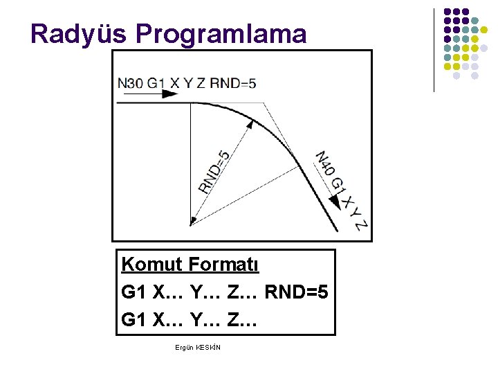 Radyüs Programlama Komut Formatı G 1 X… Y… Z… RND=5 G 1 X… Y… Radyüs Programlama Komut Formatı G 1 X… Y… Z… RND=5 G 1 X… Y…