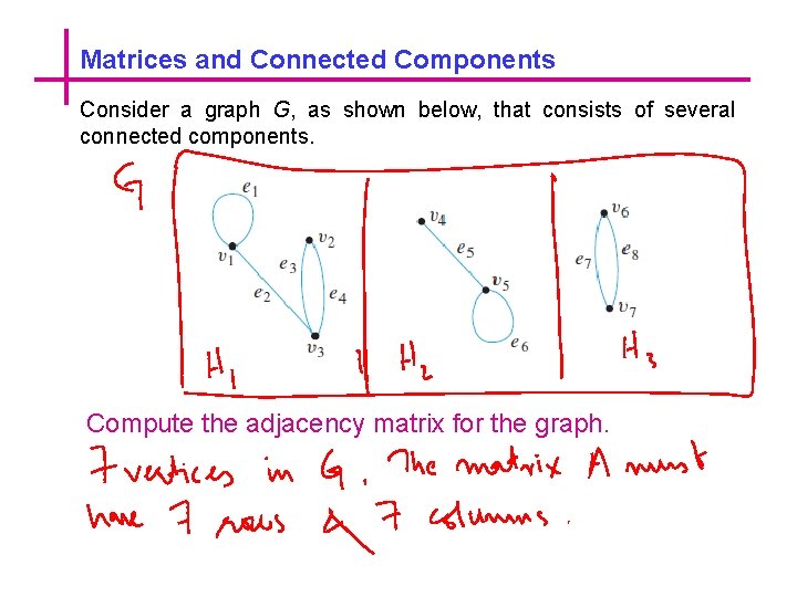 Matrices and Connected Components Consider a graph G, as shown below, that consists of