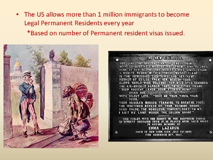  • The US allows more than 1 million immigrants to become Legal Permanent