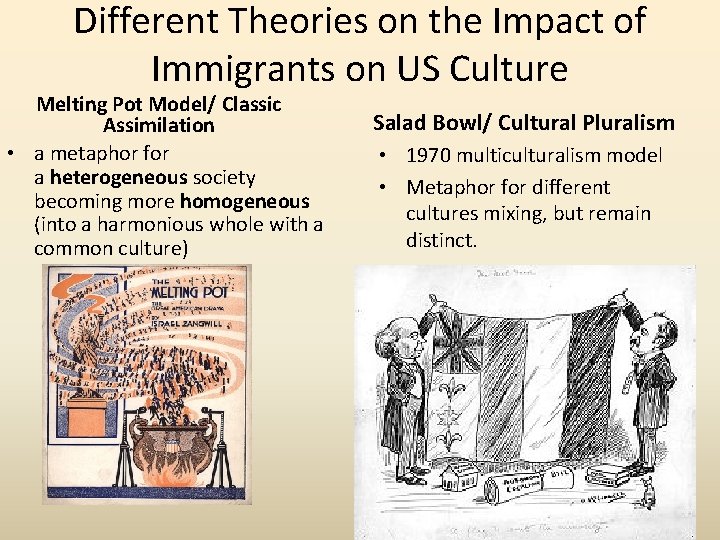 Different Theories on the Impact of Immigrants on US Culture Melting Pot Model/ Classic