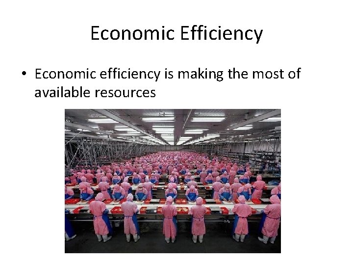Economic Efficiency • Economic efficiency is making the most of available resources 