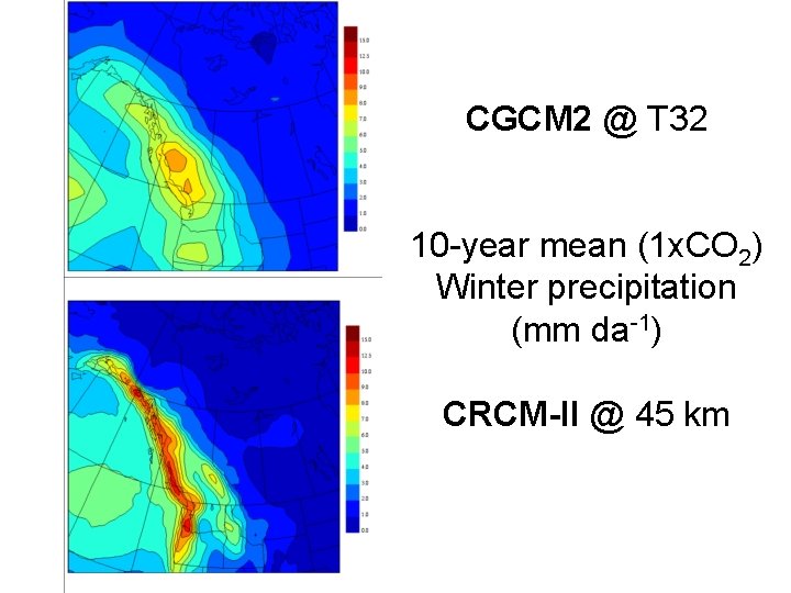 CGCM 2 @ T 32 10 -year mean (1 x. CO 2) Winter precipitation