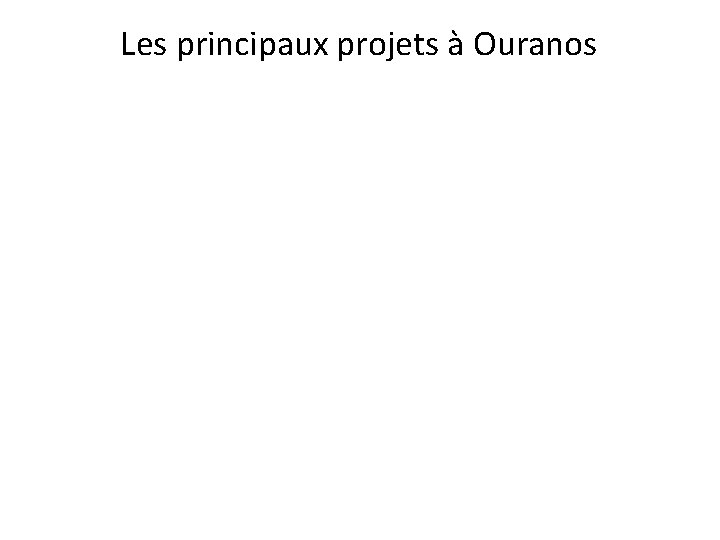 Les principaux projets à Ouranos 