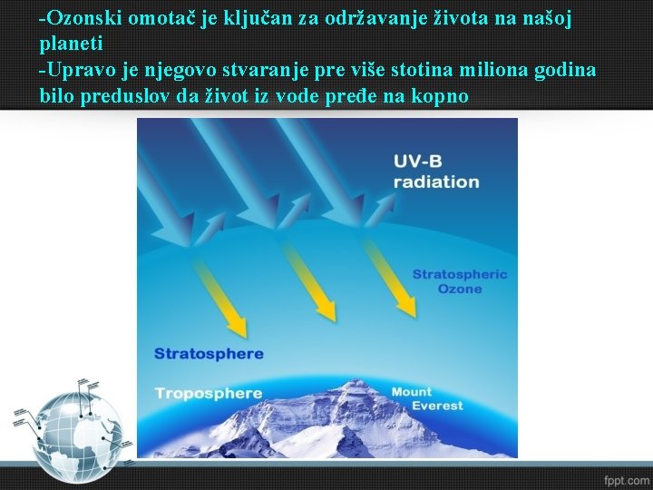 -Ozonski omotač je ključan za održavanje života na našoj planeti -Upravo je njegovo stvaranje