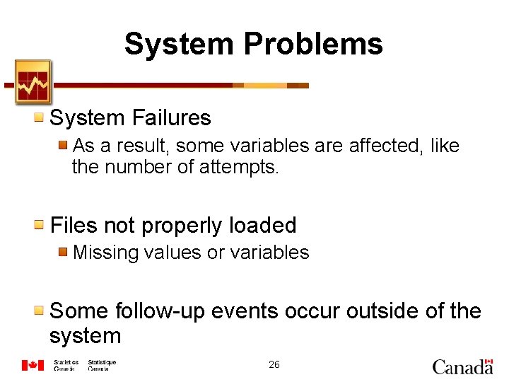 System Problems System Failures As a result, some variables are affected, like the number
