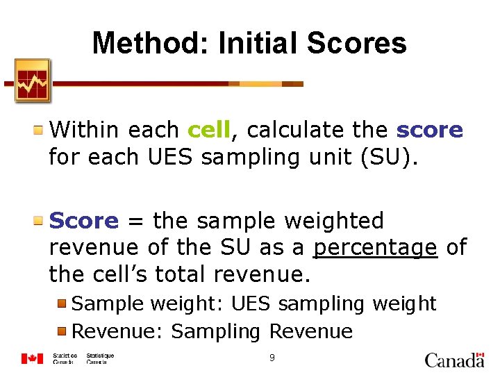 Method: Initial Scores Within each cell, calculate the score for each UES sampling unit