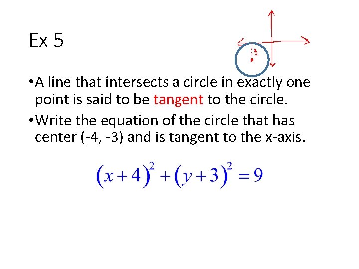 Ex 5 • A line that intersects a circle in exactly one point is