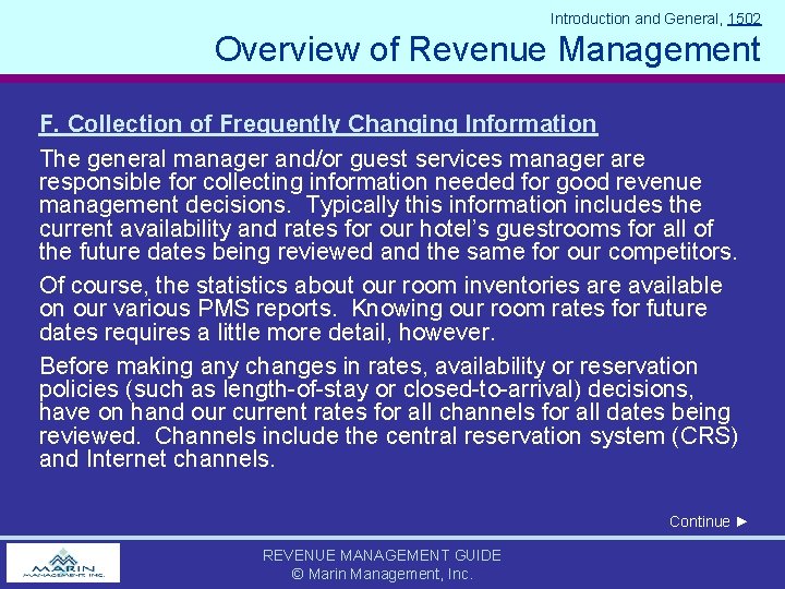 Introduction Revenue Management Introduction and General 1502 Overview of Revenue Management