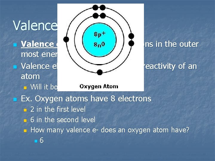 Valence Electrons n n Valence electrons - The electrons in the outer most energy Valence Electrons n n Valence electrons - The electrons in the outer most energy
