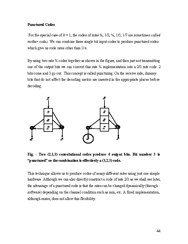 Punctured Codes For the special case of k = 1, the codes of rates