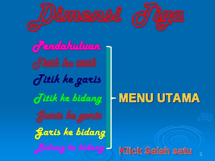 MENU UTAMA Klick Salah satu 2 MENU UTAMA Klick Salah satu 2