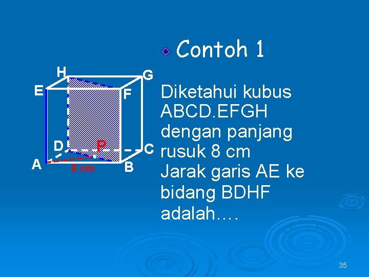 Contoh 1 H G E F P D A 8 cm C B Diketahui