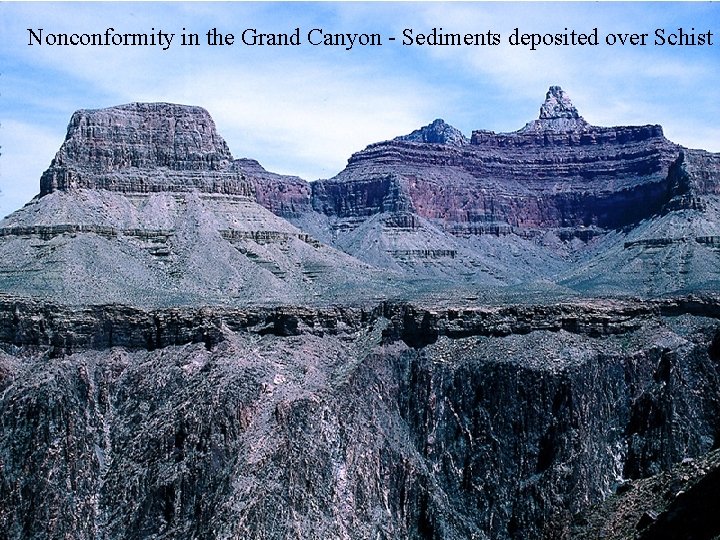 Nonconformity in the Grand Canyon - Sediments deposited over Schist 