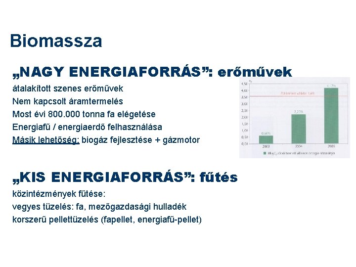 Biomassza „NAGY ENERGIAFORRÁS”: erőművek átalakított szenes erőművek Nem kapcsolt áramtermelés Most évi 800. 000