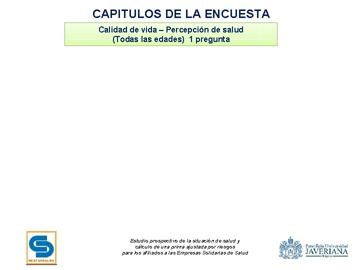 CAPITULOS DE LA ENCUESTA Calidad de vida – Percepción de salud (Todas las edades)