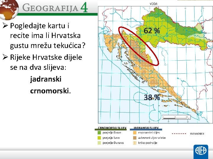 Ø Pogledajte kartu i recite ima li Hrvatska gustu mrežu tekućica? Ø Rijeke Hrvatske