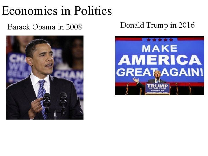 Economics in Politics Barack Obama in 2008 Donald Trump in 2016 