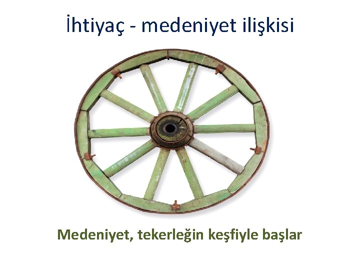 İhtiyaç - medeniyet ilişkisi Medeniyet, tekerleğin keşfiyle başlar 