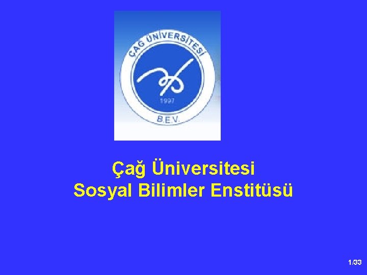 Çağ Üniversitesi Sosyal Bilimler Enstitüsü 1/33 