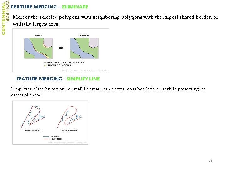 FEATURE MERGING – ELIMINATE Merges the selected polygons with neighboring polygons with the largest