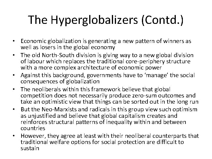 Globalization Debate The Central Questions animating the entire