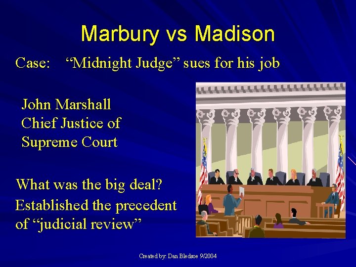 Marbury vs Madison Case: “Midnight Judge” sues for his job John Marshall Chief Justice