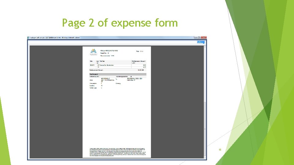 Page 2 of expense form 18 Page 2 of expense form 18