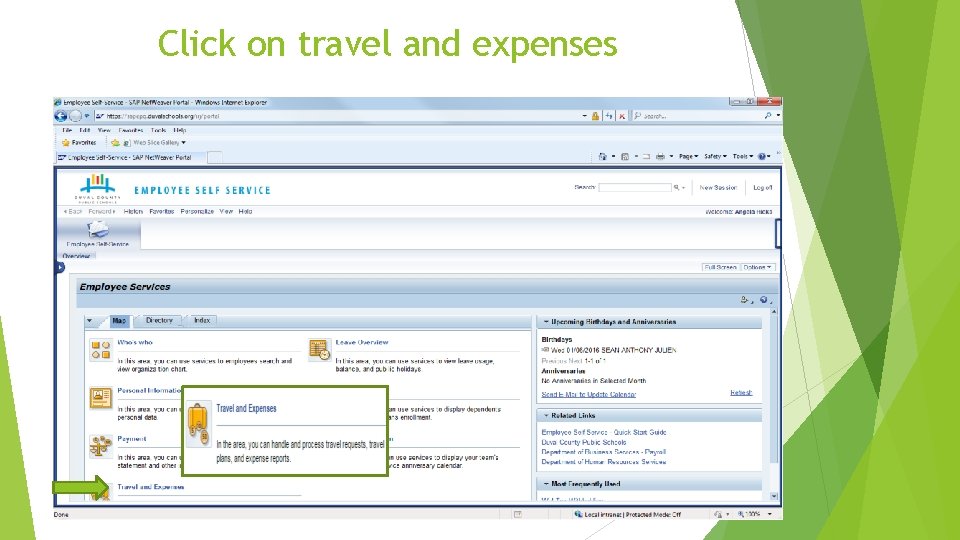Click on travel and expenses 5 Click on travel and expenses 5