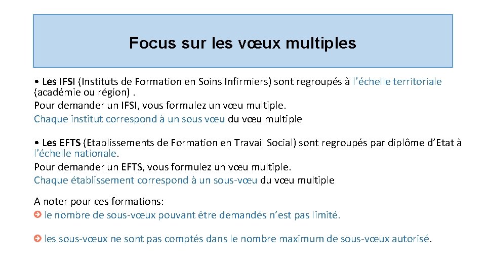 Focus sur les vœux multiples • Les IFSI (Instituts de Formation en Soins Infirmiers)