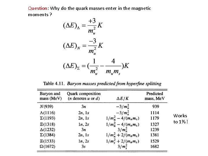 Question: Why do the quark masses enter in the magnetic moments ? Works to Question: Why do the quark masses enter in the magnetic moments ? Works to