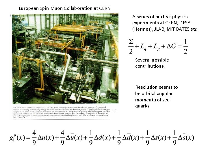 European Spin Muon Collaboration at CERN A series of nuclear physics experiments at CERN, European Spin Muon Collaboration at CERN A series of nuclear physics experiments at CERN,