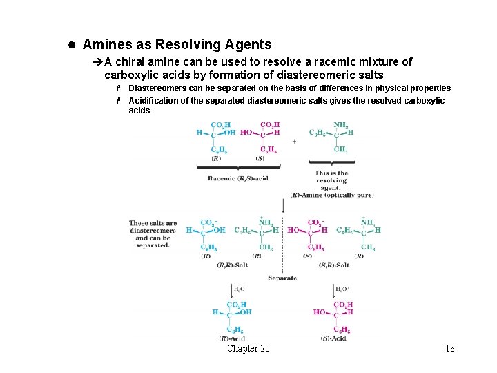 l Amines as Resolving Agents èA chiral amine can be used to resolve a