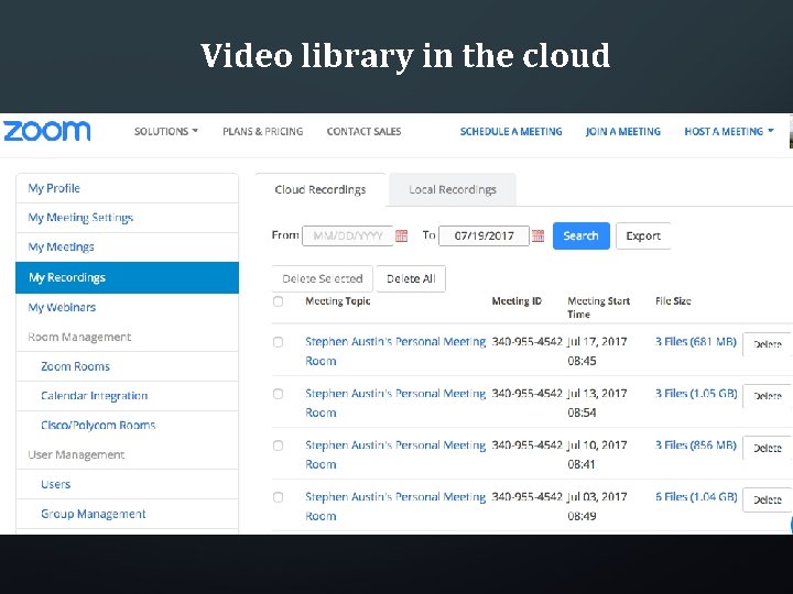 Video library in the cloud 