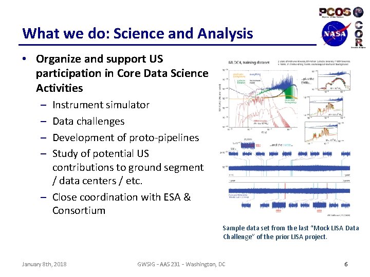 What we do: Science and Analysis • Organize and support US participation in Core