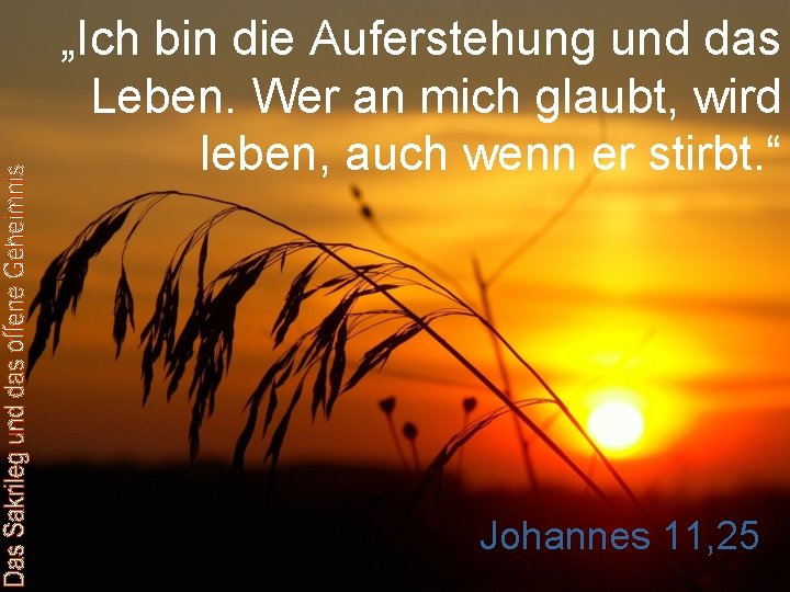 „Ich bin die Auferstehung und das Leben. Wer an mich glaubt, wird leben, auch