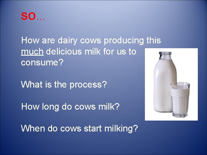 SO… How are dairy cows producing this much delicious milk for us to consume?