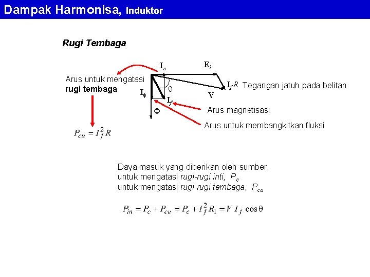 Dampak Harmonisa, Induktor Rugi Tembaga Ei Ic Arus untuk mengatasi rugi tembaga I If