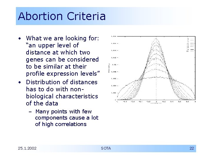 Abortion Criteria • What we are looking for: “an upper level of distance at