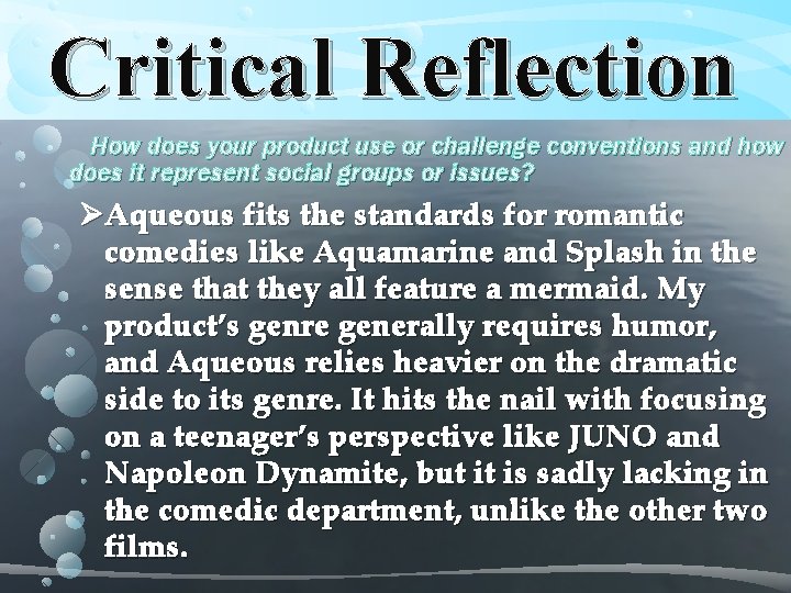 Critical Reflection How does your product use or challenge conventions and how does it