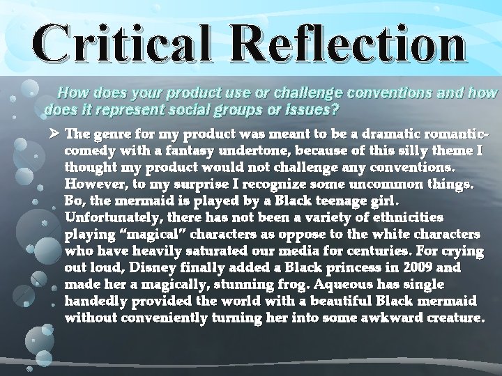 Critical Reflection How does your product use or challenge conventions and how does it