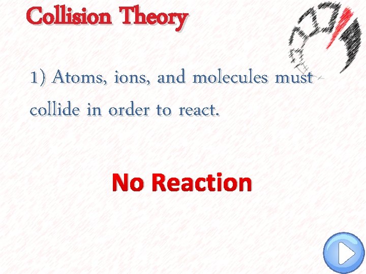 Collision Theory 1) Atoms, ions, and molecules must collide in order to react. No