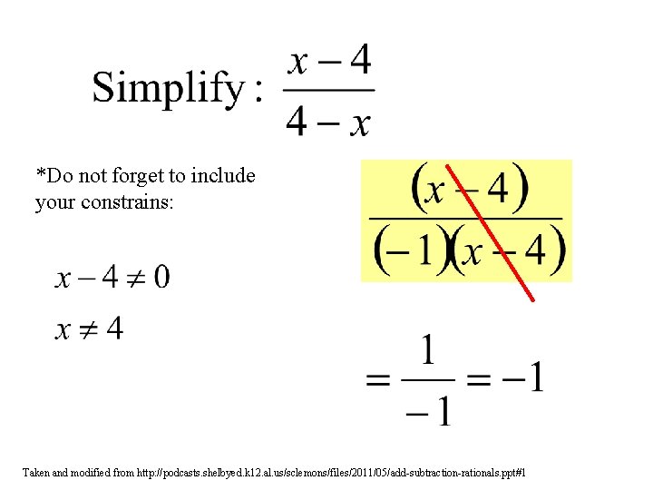 *Do not forget to include your constrains: Taken and modified from http: //podcasts. shelbyed. *Do not forget to include your constrains: Taken and modified from http: //podcasts. shelbyed.