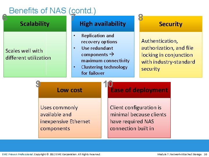 6 Benefits of NAS (contd. ) Scalability 7 • Scales well with different utilization