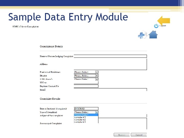 Sample Data Entry Module 