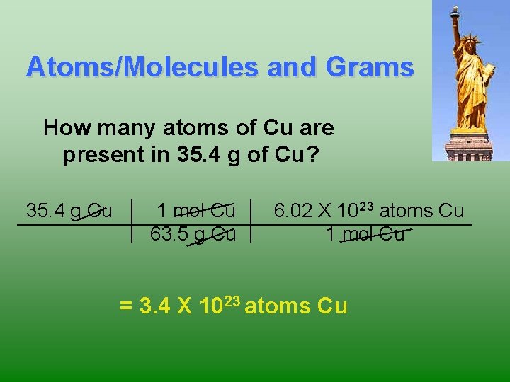 23 Atoms/Molecules and Grams How many atoms of Cu are present in 35. 4