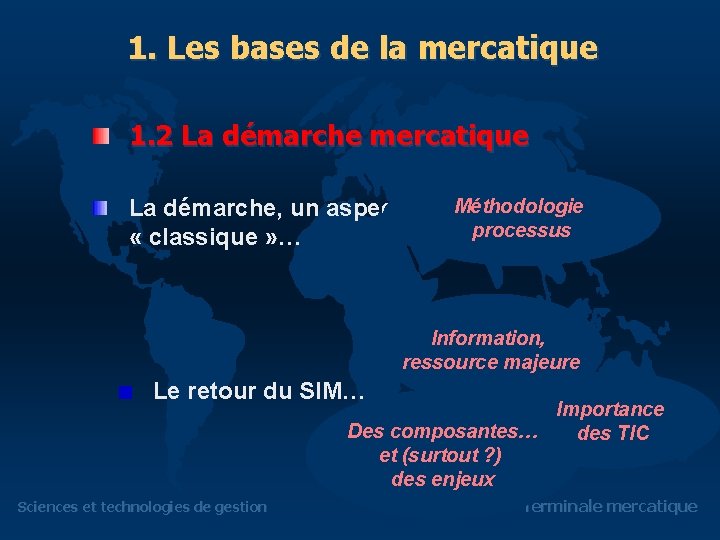 1. Les bases de la mercatique 1. 2 La démarche mercatique La démarche, un