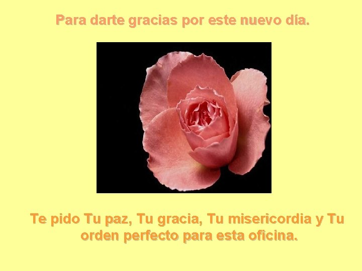 Para darte gracias por este nuevo día. Te pido Tu paz, Tu gracia, Tu Para darte gracias por este nuevo día. Te pido Tu paz, Tu gracia, Tu