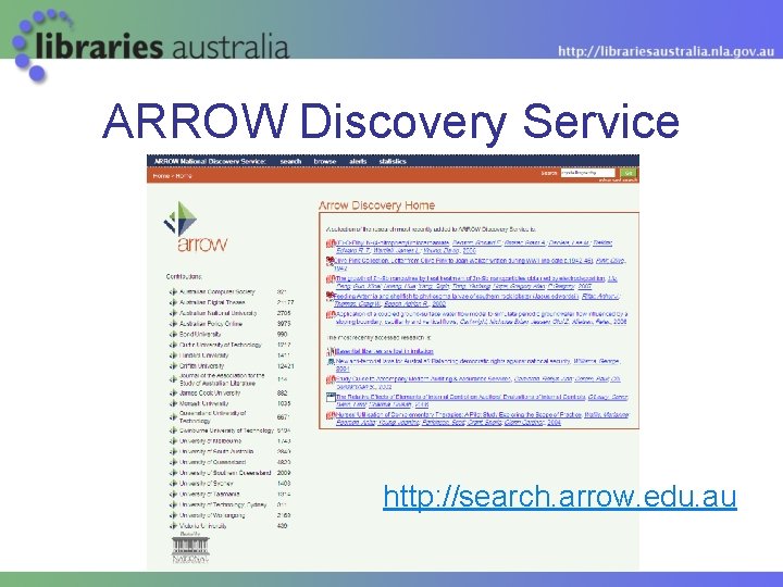 ARROW Discovery Service http: //search. arrow. edu. au 