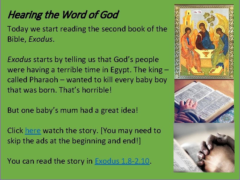 Hearing the Word of God Today we start reading the second book of the