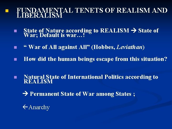International Security and Peace Causes of War Realism